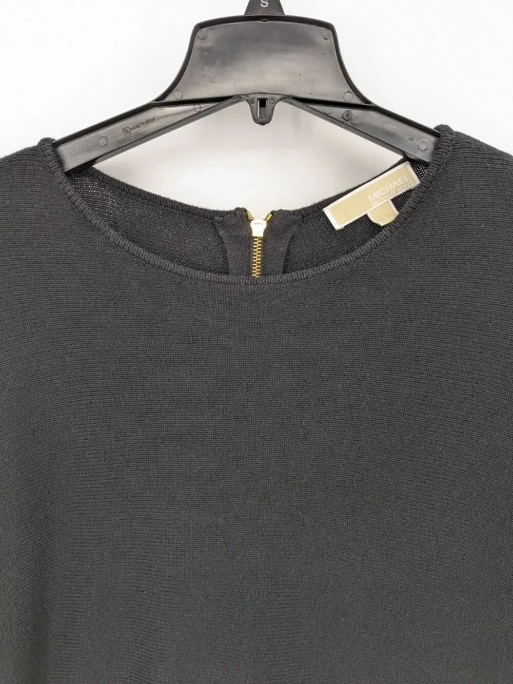 Michael Michael Kors Knit Tunic Top Gold Zipper Minimalist Designer‎ Luxe Large